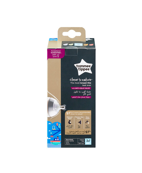 Tommee Tippee Closer to Nature 1x340ml Easi-Vent™ Decorative Feeding Bottle - Boy image number 3